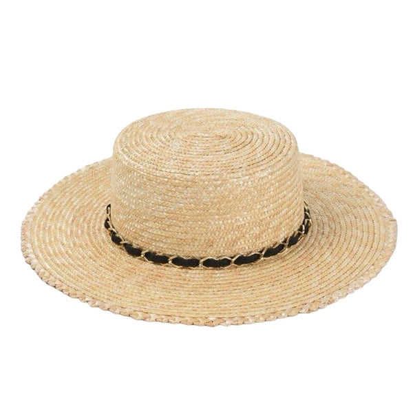 1love2hugs3kisses Straw Hat Natural with chain.