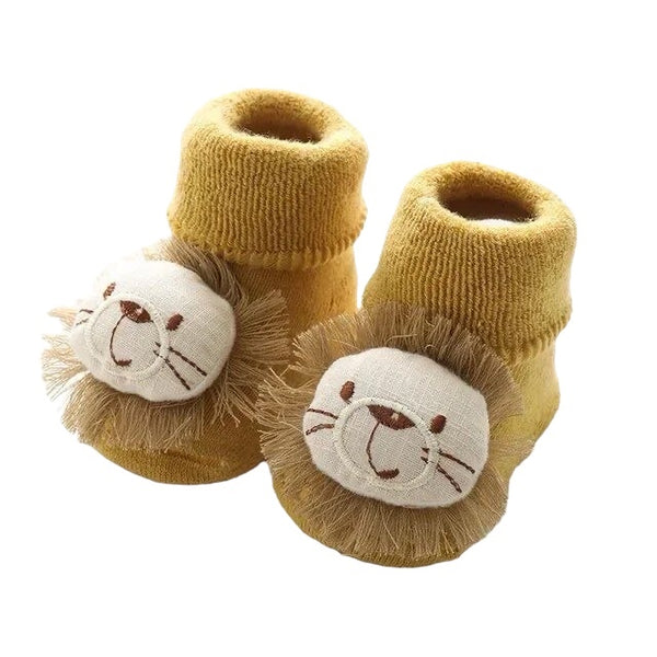 1Love 2Hugs 3Kisses Lion Baby Anti Slip Socks Yellow