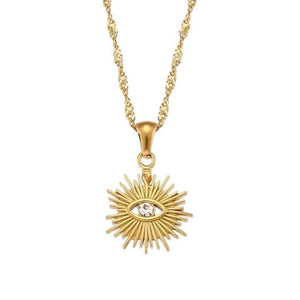 1Love 2Hugs 3Kisses Eye Necklace Gold