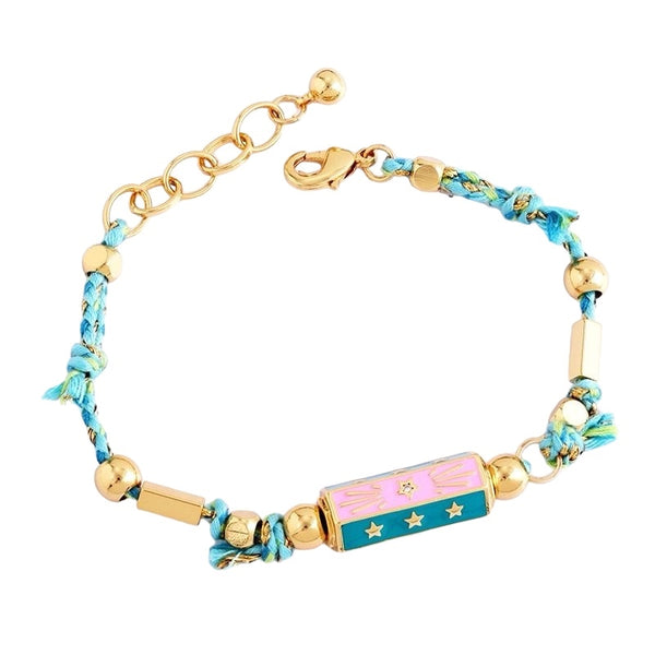 1Love 2Hugs 3Kisses Star Locket Bracelet Turquoise