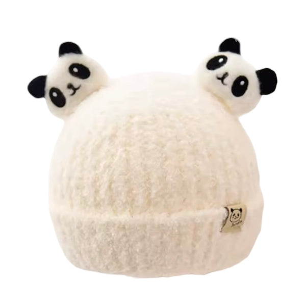 Baby Panda Knit Hat - Cream