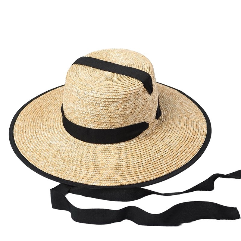 1love2hugs3kisses Straw Hat Natural with black double ribbon.