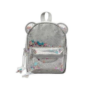 1love2hugs3kisses Glitter Cat Ear Backpack Silver