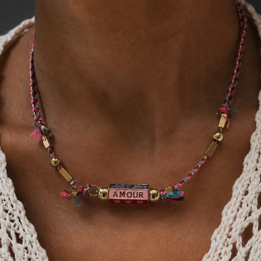 Bohemian Amour Locket Necklace – Pink
