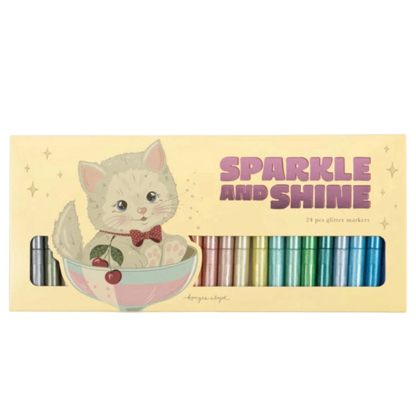 Konges Sløjd Glitter Markers 24 Pcs - Cat