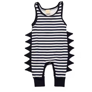 Dino Baby Onesie Blue-White Striped
