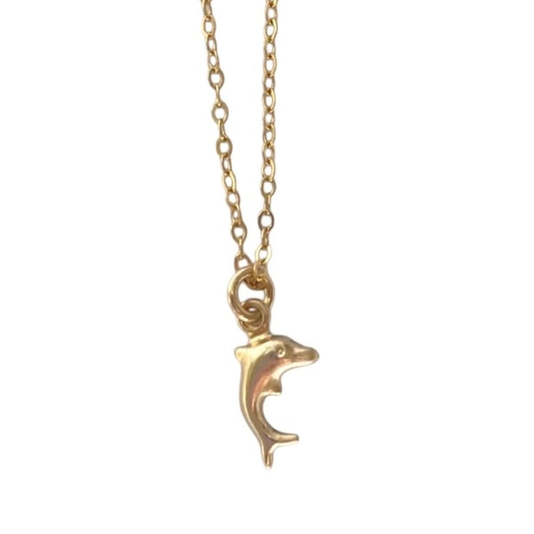 Dolphin Charm Necklace - Gold
