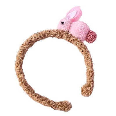 1love2hugs3kisses Plush Kids Headband Beige - Pink Bunny