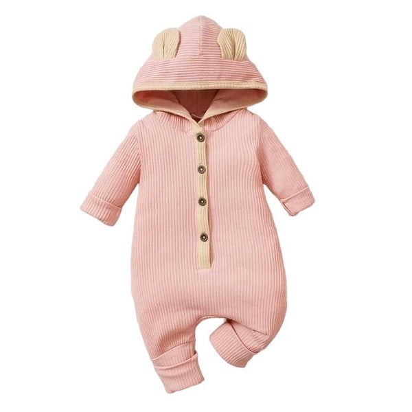 1love2hugs3kisses Baby Bear Jumpsuit Pink Cream