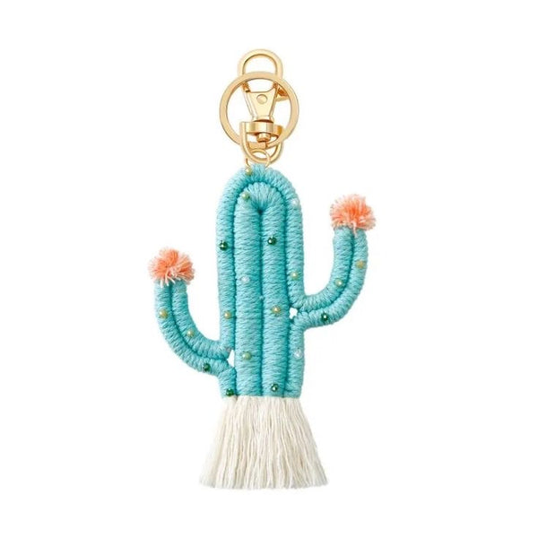 1love2hugs3kisses Cactus Keychain Turquoise