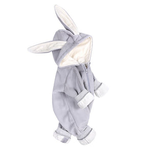 1love2hugs3kisses Baby Bunny Velour Jumpsuit Grey