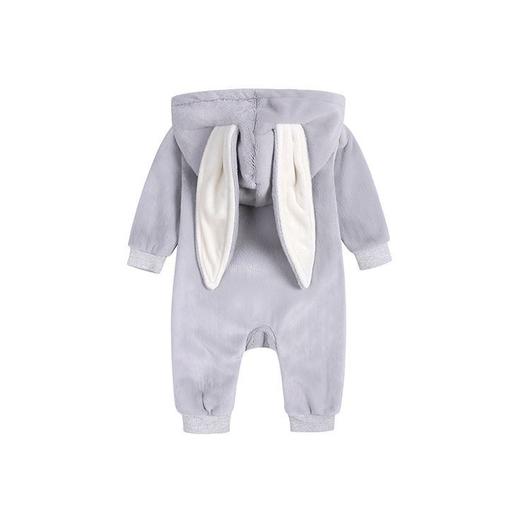 1love2hugs3kisses Baby Bunny Velour Jumpsuit Grey