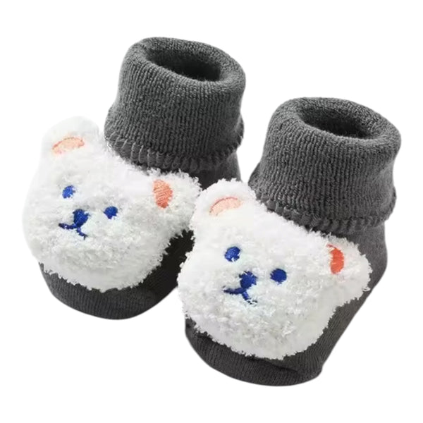 Baby Teddy Bear Socks - Grey