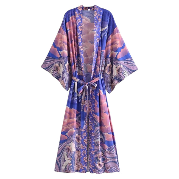 Long Kimono Moon - Blue