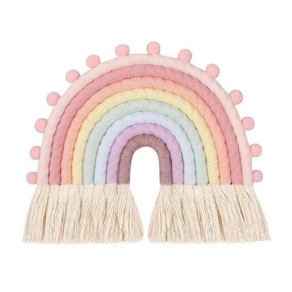 1love2hugs3kisses Rainbow Hanger Pastel Rose Mix with pompons