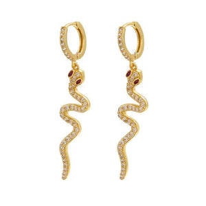 1Love 2Hugs 3Kisses Snake Earrings Gold