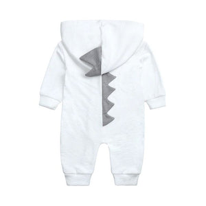 1love2hugs3kisses Baby Dino Jumpsuit White Grey