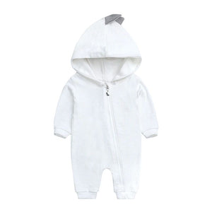 1love2hugs3kisses Baby Dino Jumpsuit White Grey