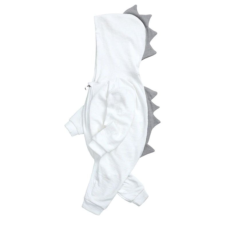 1love2hugs3kisses Baby Dino Jumpsuit White Grey