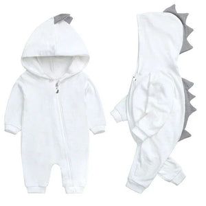1love2hugs3kisses Baby Dino Jumpsuit White Grey