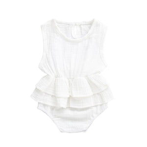 1love2hugs3kisses Sleeveless Onesie Ruffled white