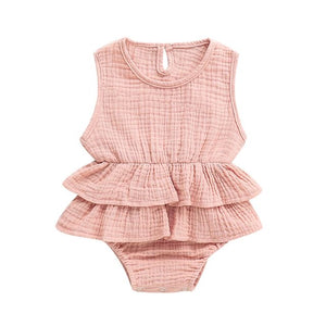 1love2hugs3kisses Sleeveless Onesie Ruffled Pink