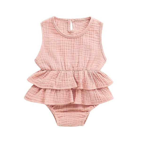 1love2hugs3kisses Sleeveless Onesie Ruffled Pink