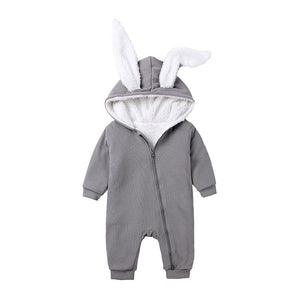 1love2hugs3kisses Baby Bunny Teddy Jumpsuit Grey