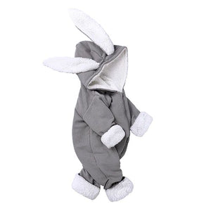 1love2hugs3kisses Baby Bunny Teddy Jumpsuit Grey
