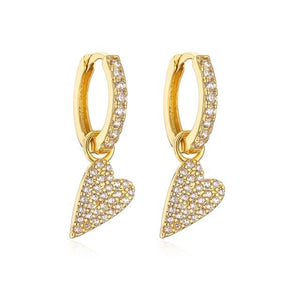 1Love 2Hugs 3Kisses Heart Earrings Gold