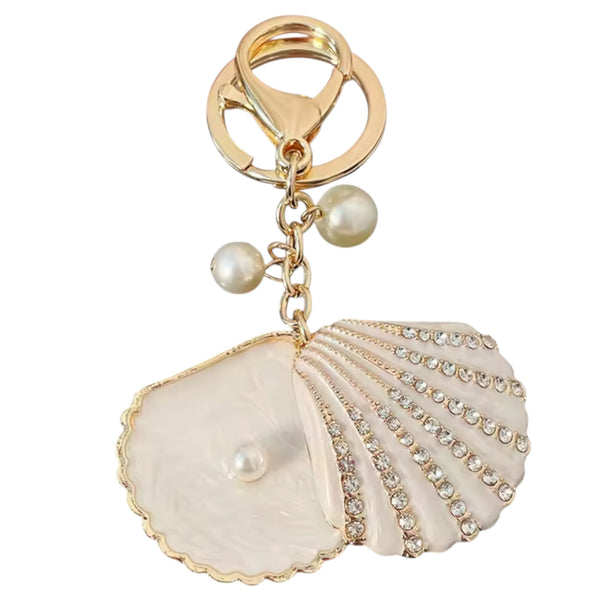 Pearl Shell Keychain – White