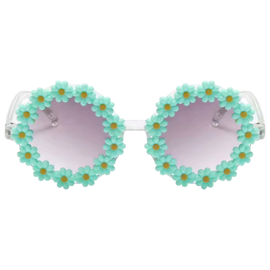 Kids Daisy Flower Sunglasses - Mint Green
