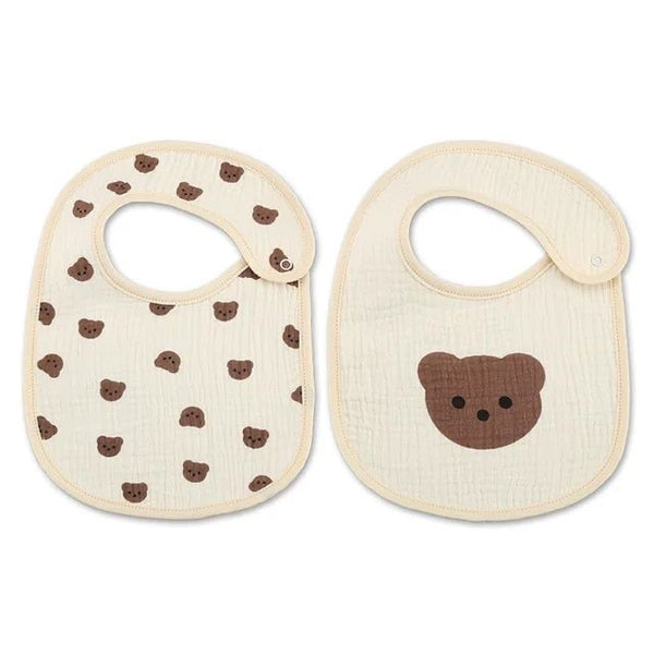 1love2hugs3kisses Baby Bear Head 2pack Muslin Bib