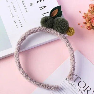 1love2hugs3kisses Plush Kids Headband Grey - Green Bunny