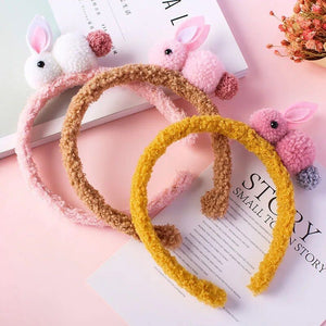 1love2hugs3kisses Plush Kids Headband Beige - Pink Bunny