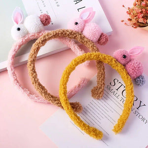 1love2hugs3kisses Plush Kids Headband Yellow - Pink Bunny