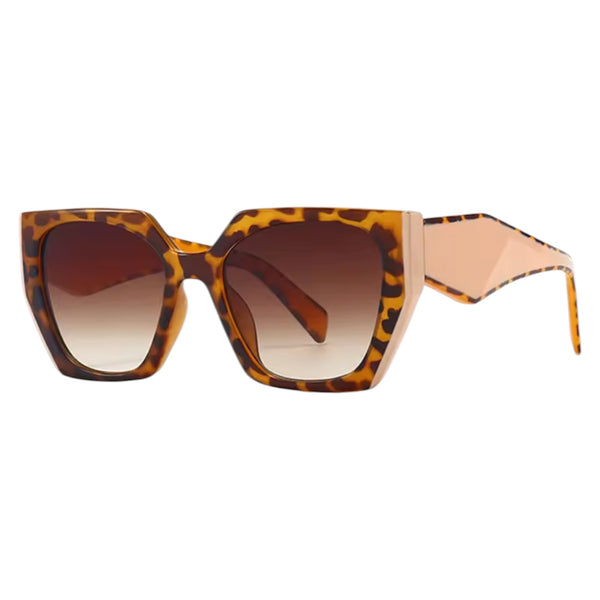Retro Cat Eye Sunglasses - Leopard / Brown Gradient