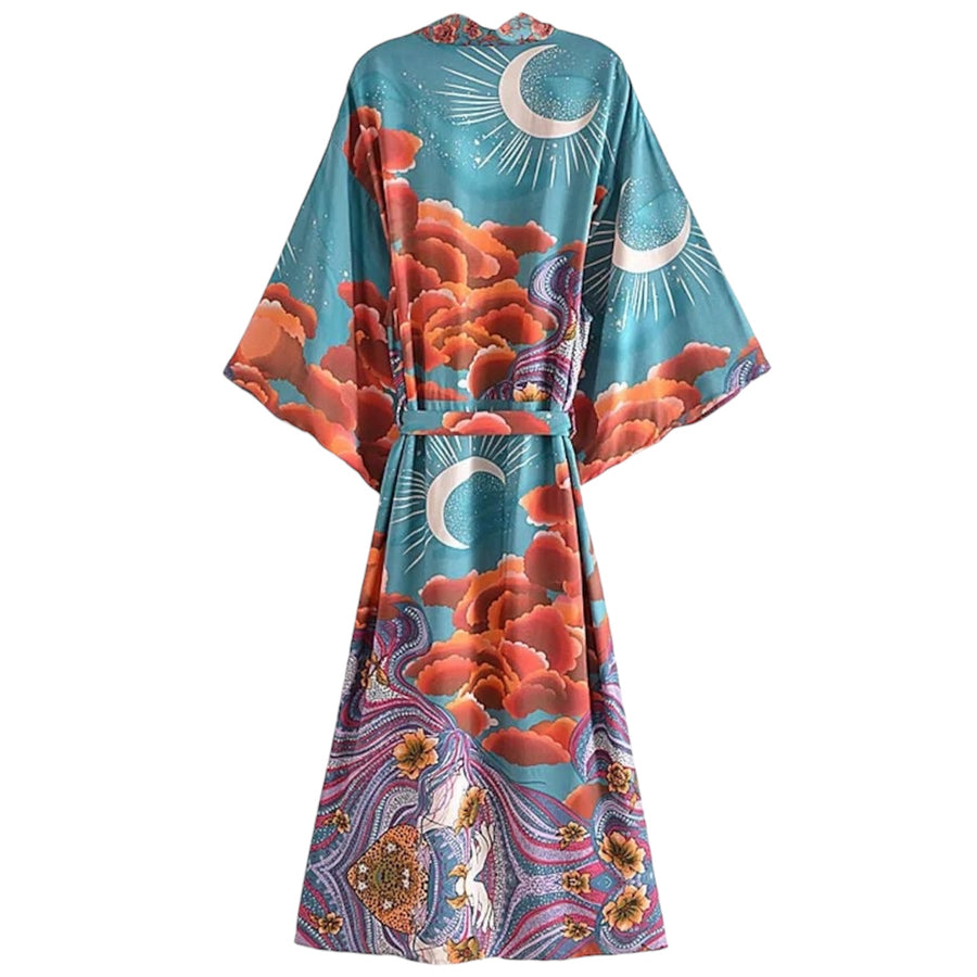 Long Bohemian Moon Kimono - Green
