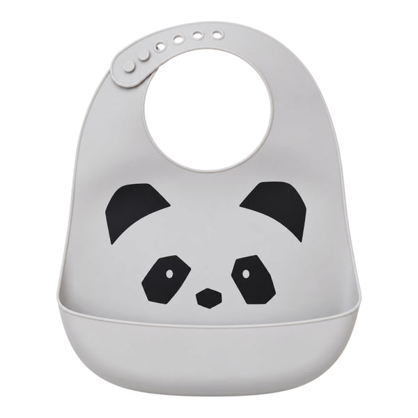Silicone Baby Bib Panda – Grey