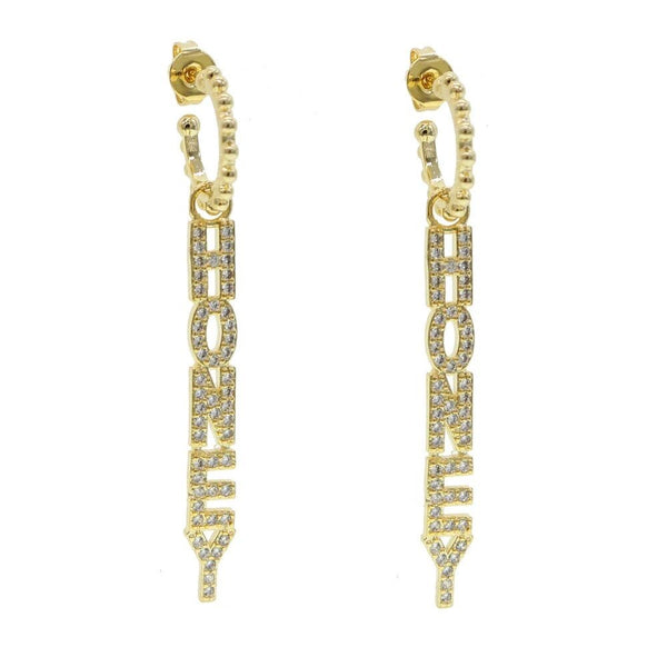 Honey pair of Earrings Zirconia Gold