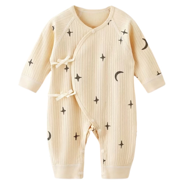 Moon & Stars Baby Wrap Onesie – Cream