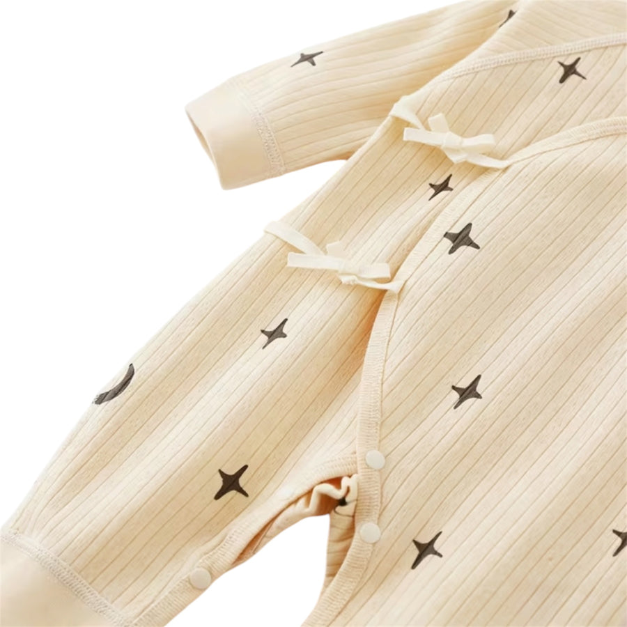 Moon & Stars Baby Wrap Onesie – Cream