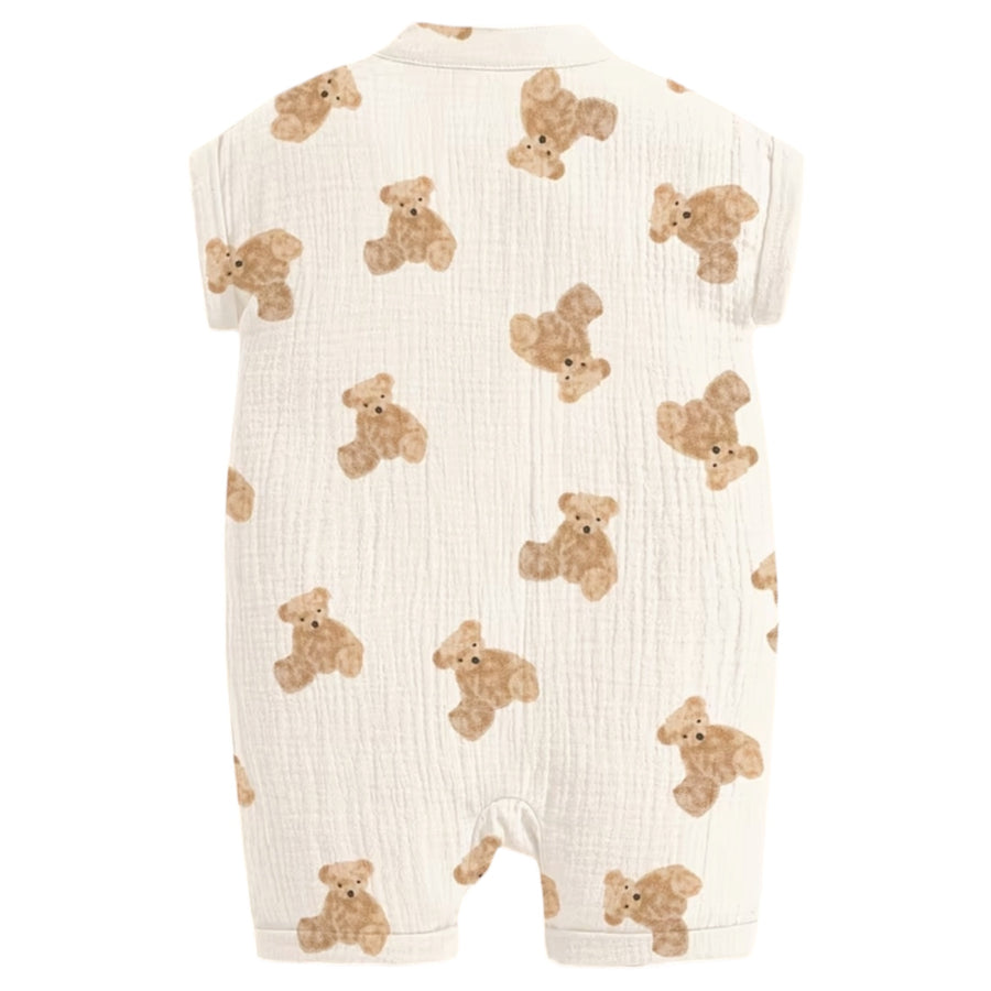 Baby Bear Muslin Romper - Cream