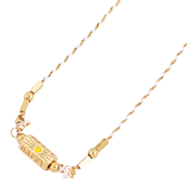 Bohemian Happy Locket Necklace - White