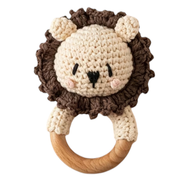 Baby Rattle Crochet Lion Teether - Off White