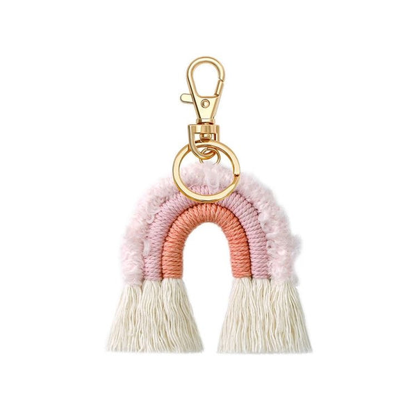 1love2hugs3kisses Rainbow Bohemian Keychain Pink