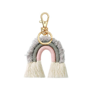 1love2hugs3kisses Rainbow Bohemian Keychain Grey