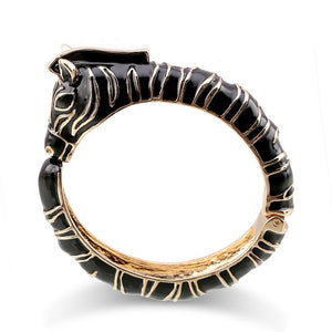 1Love 2Hugs 3Kisses Zebra Bangle Bracelet Enamel Black