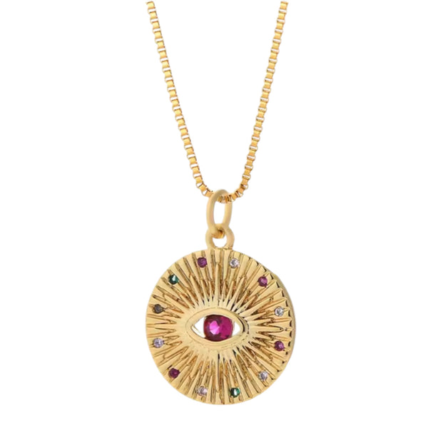 Eye Necklace – Zirconia Gold Multi Color