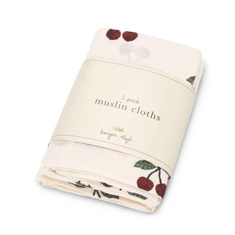 Konges Sløjd 3 Pack Muslin Cloth - Ma Grande Cerise